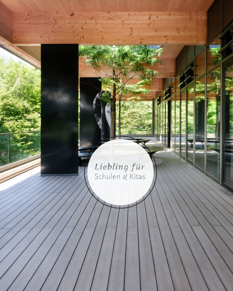 Beste Schul-Terrasse mit Premium WPC Dielen, prämiertes Design der Schulterasse